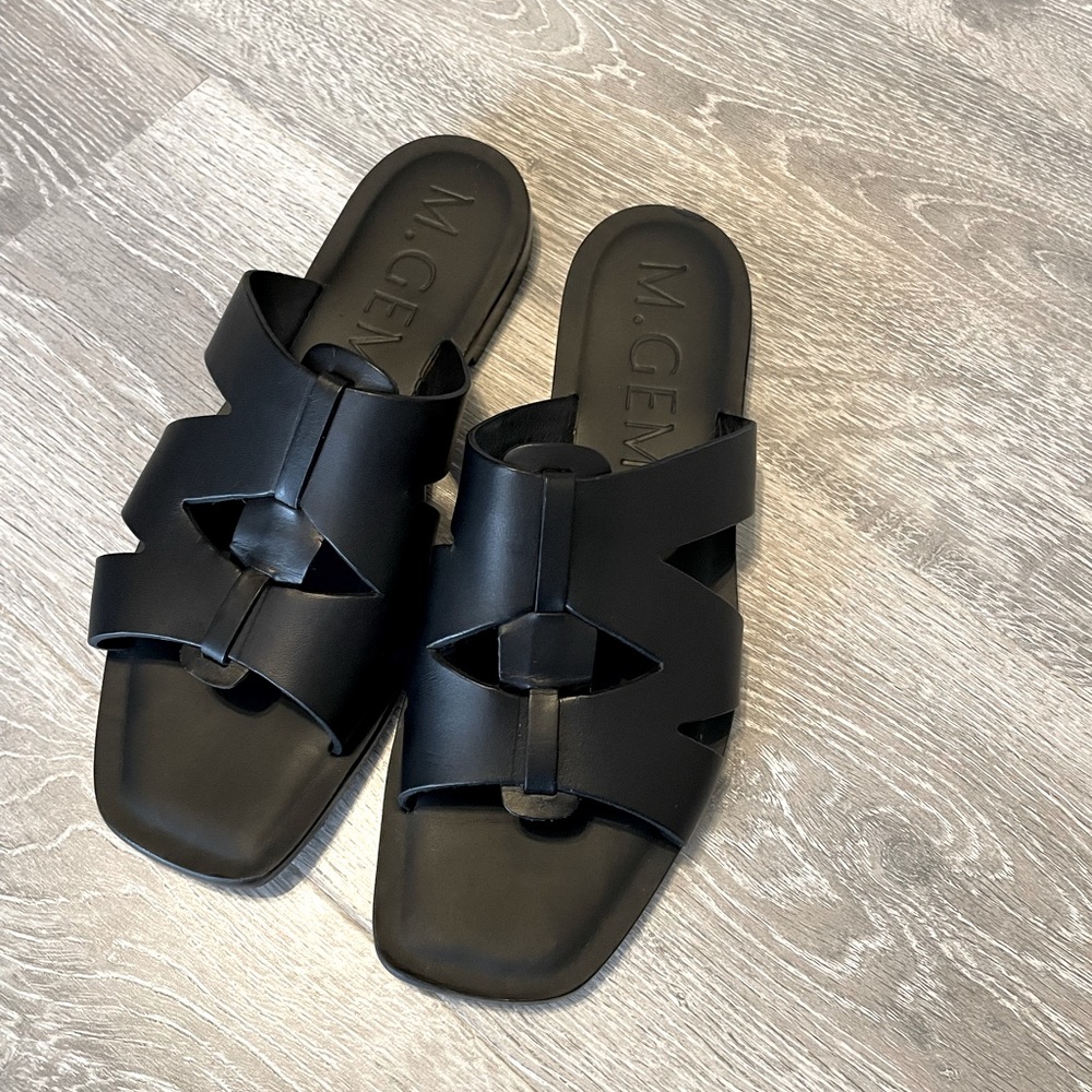 M. GEMI black strap leather sandals 39